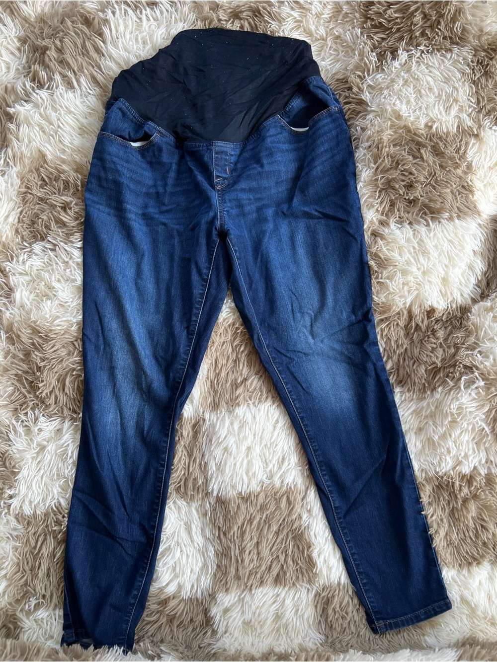 Maternity Dark Blue skinny jeans with Stretch Waistband